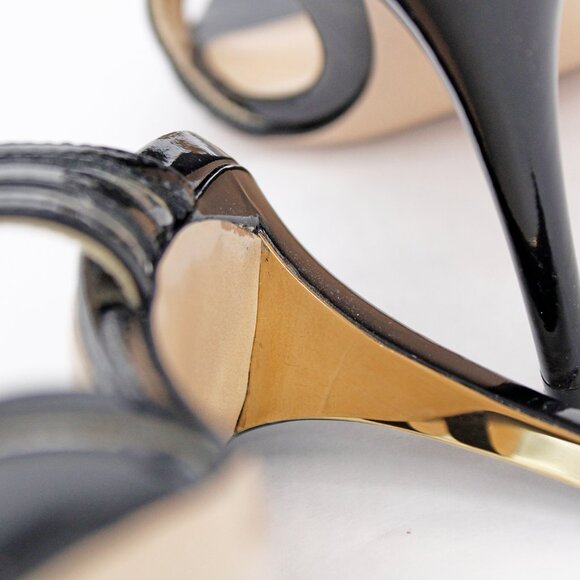 Marion Parke 'Larkin' geometric pvc slide sandals - Black - Picture 8 of 10